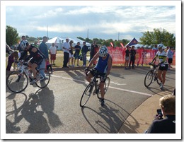 Getting on at the start line.