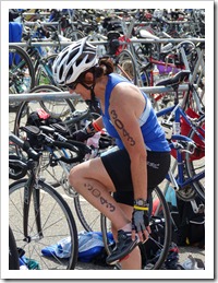 Biking is done... now just has to run a bit to get to the overall finish.